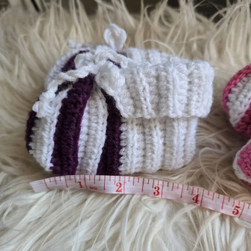 Handmade White and Pink Baby Booties